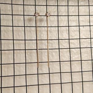 Long Elegant Drop Earrings with Crystal-Like Star Detail